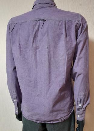 Стильная хлопковая рубашка фиолетового цвета superdry made in india, 💯 оригинал5 фото