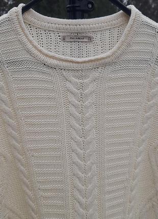 Молочно білий пуловер оверсайх з узорами4 фото
