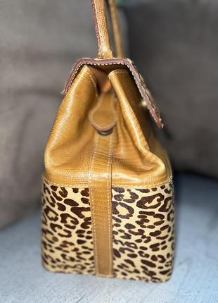 Кожаная сумка bi из кожи и мех гепарда5 фото
