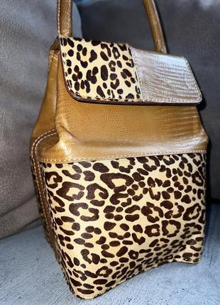 Кожаная сумка bi из кожи и мех гепарда2 фото