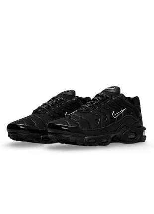 Чоловічі кросівки nike air max plus all black white3 фото