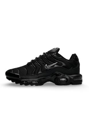 Чоловічі кросівки nike air max plus all black white7 фото