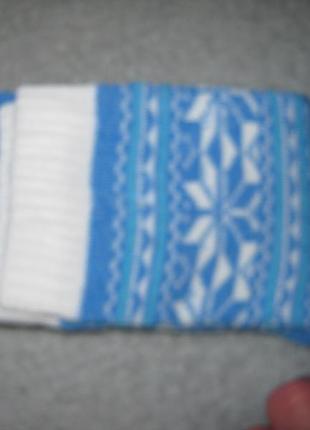 Носки женские amiga теплые зимние на махре размер 23-25 (36-40) голубые с белым зимний узор2 фото