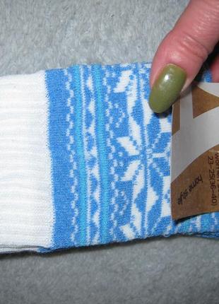 Шкарпетки жіночі amiga теплі зимові на махрі розмір 23-25 (36-40) блакитні з білим зимовий візерунок