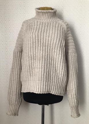 Стильный объёмный свитер оверсайз крупной вязки от h&m, размер l (реально до 3xl)