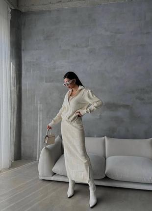 Женский теплый костюм юбка длины миди +кофта на молнии с карманами туречна2 фото