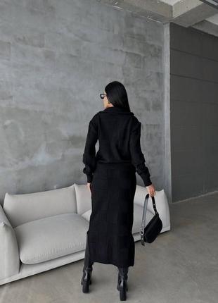 Женский теплый костюм юбка длины миди +кофта на молнии с карманами туречна6 фото