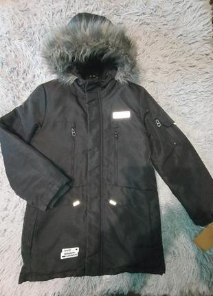 Черная зимняя куртка парка f&amp;f parka coat urban 11-12р. 1522 фото