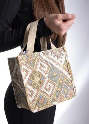 Етно сумочка на кожен день, в вишитому стилі, орнамент , вишита7 фото