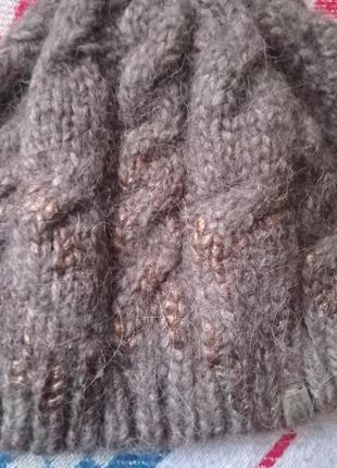 Шапка теплая вязаная шерсть