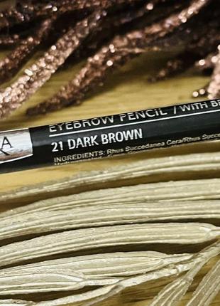 Оригінал олівець для брів з щіточкою isadora eye brow pencil 21 dark brown5 фото