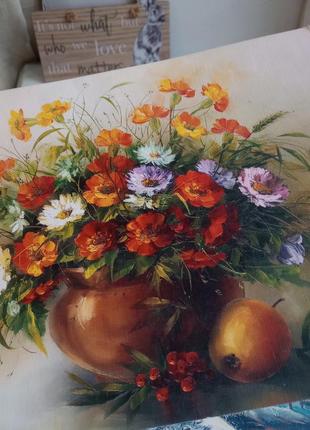 Репродукція картина польові квіти квіткова композиція букет із польових квітів пейзаж  живопис3 фото