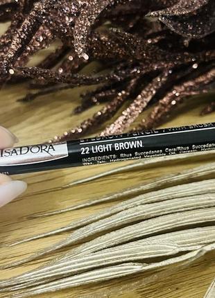 Оригинальный карандаш для бровей с щеточкой isadora eye brow pencil 22 light brown5 фото