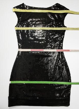 Вечернее чёрное мини платье футляр / нарядное платье с пайетками4 фото