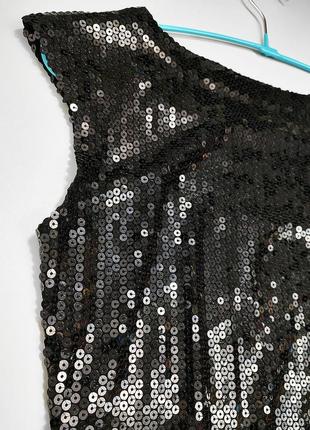 Вечернее чёрное мини платье футляр / нарядное платье с пайетками2 фото