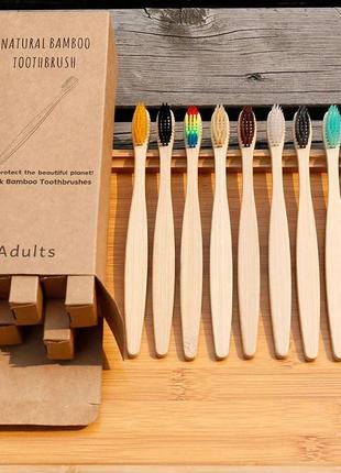 Новый набор из 10 экологических натуральных бамбуковых зубных щеток  эко-щетки для зуб2 фото
