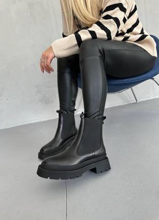 Кожаные зимние челси