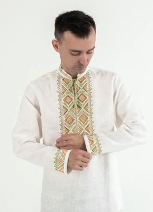 Рубашка вышиванка мужская лён2 фото