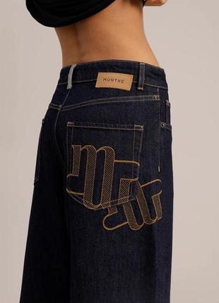 Munte джинси з логотипом, широкі штани, прямі брюки3 фото