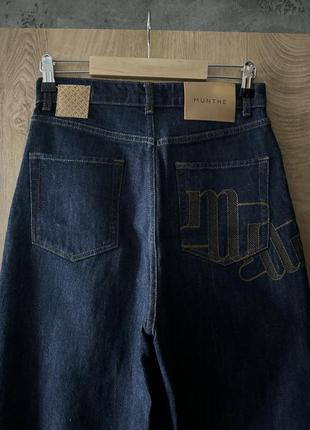 Munte джинси з логотипом, широкі штани, прямі брюки10 фото