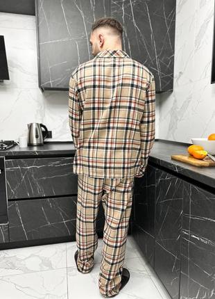 Мужская пижама фемили лук в клетку на пуговицах фланель тепла 15 цветов7 фото