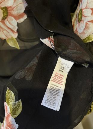 Чёрная накидка в цветочный принт прозрачная сеточка на купальник халат домашняя одежда кимоно парео new look10 фото