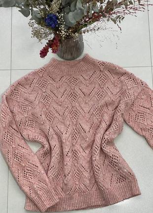 Стильный базовый свитер, розовый вязаный свитер6 фото