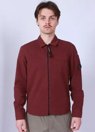 Куртка овершот c.p. company gabardine zip overshirt in burgundy