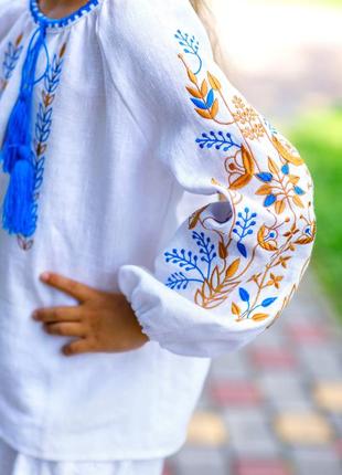 Сорочка вишиванка для дівчинки льон