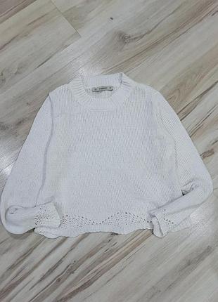 Светр білий zara,світер короткий zara