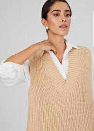 Коттоновое платье-миди h&m макси платье без рукавов оверсайз платье вязаное трикотажно...