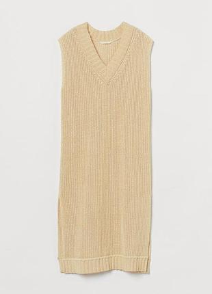 Коттоновое платье-миди h&m макси платье без рукавов оверсайз платье вязаное трикотажно...