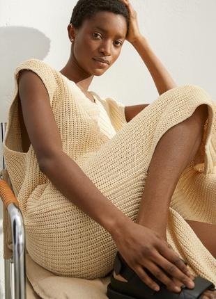 Коттоновое платье-миди h&m макси платье без рукавов оверсайз платье вязаное трикотажно...