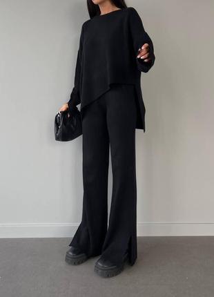 Женский теплый костюм асимметрия оверсайз брюки+кофта асимметричный низ туречки6 фото