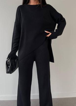 Женский теплый костюм асимметрия оверсайз брюки+кофта асимметричный низ туречки3 фото