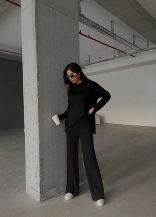 Женский теплый костюм асимметрия оверсайз брюки+кофта асимметричный низ туречки7 фото