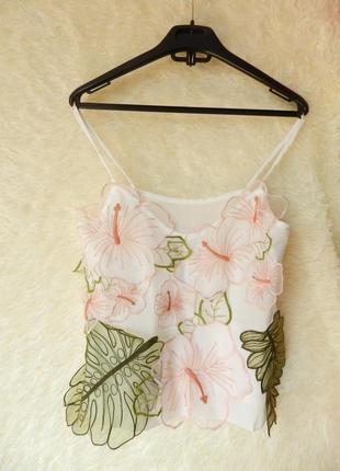 ⛔✅ полупрозрачная майка с шифоновыми цветами