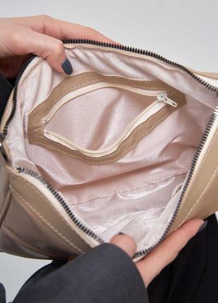 Женская сумка бежевая сумка через плечо сумка багет бежевый клатч через плечо клатч багет сумочка2 фото