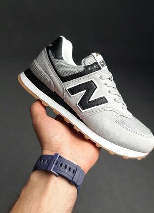 Женские летние замшевые кроссовки new balance 574 свет серые на бежевой подошве кроссовки нюбеланс 574