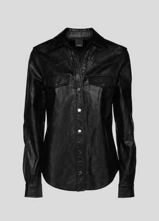 Рубашка кожа pinko black leatherette shirt3 фото