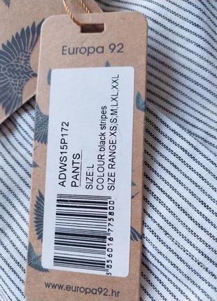 Новые женские летние брюки europa92 хорватия l 48р., лен с хлопком, белые в полоску8 фото