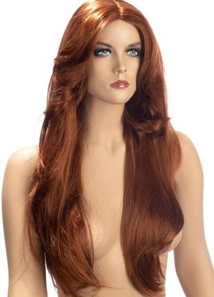 Французский парик длинный с чубчиком рыжее волнистое каскад + косплей1 фото