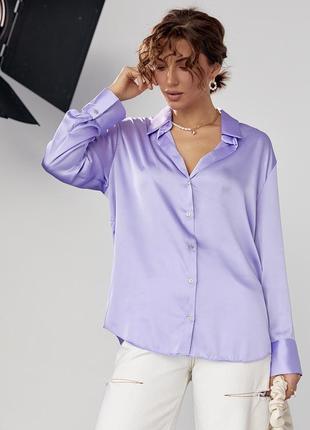 Шовкова блуза на ґудзиках — фіолетовий колір, m (є розміри)