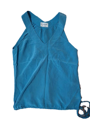 Красивый шелковый топ блуза голубого teal цвета atmosphere. размер 10.1 фото