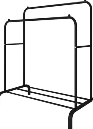 Двойная стойка вешалка для одежды и обуви loft rack напольная стальная с полкой black2 фото