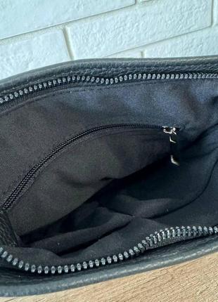 Модна чоловіча сумка-планшетка шкіряна чорна, сумка-планшет із натуральної шкіри барсетка6 фото