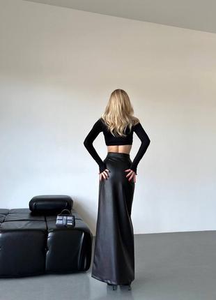 Длинная юбка из эко-кожи mt-2574 фото