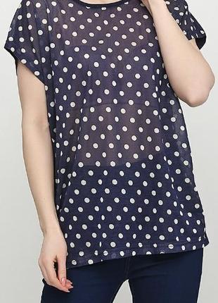 Темно-синя футболка в горошок тм diyamor