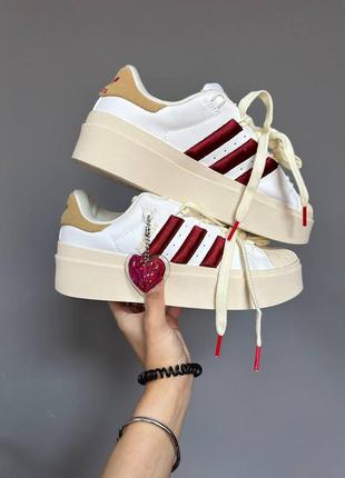 Adidas superstar жіночі кросівки на масивній високій платформі кеди кремові беж весна осінь літо женские кеды кремовые кроссовки деми высокая подошва7 фото