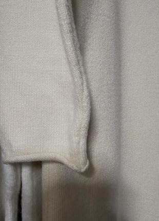 Молочное трикотажное платье миди вязаное8 фото